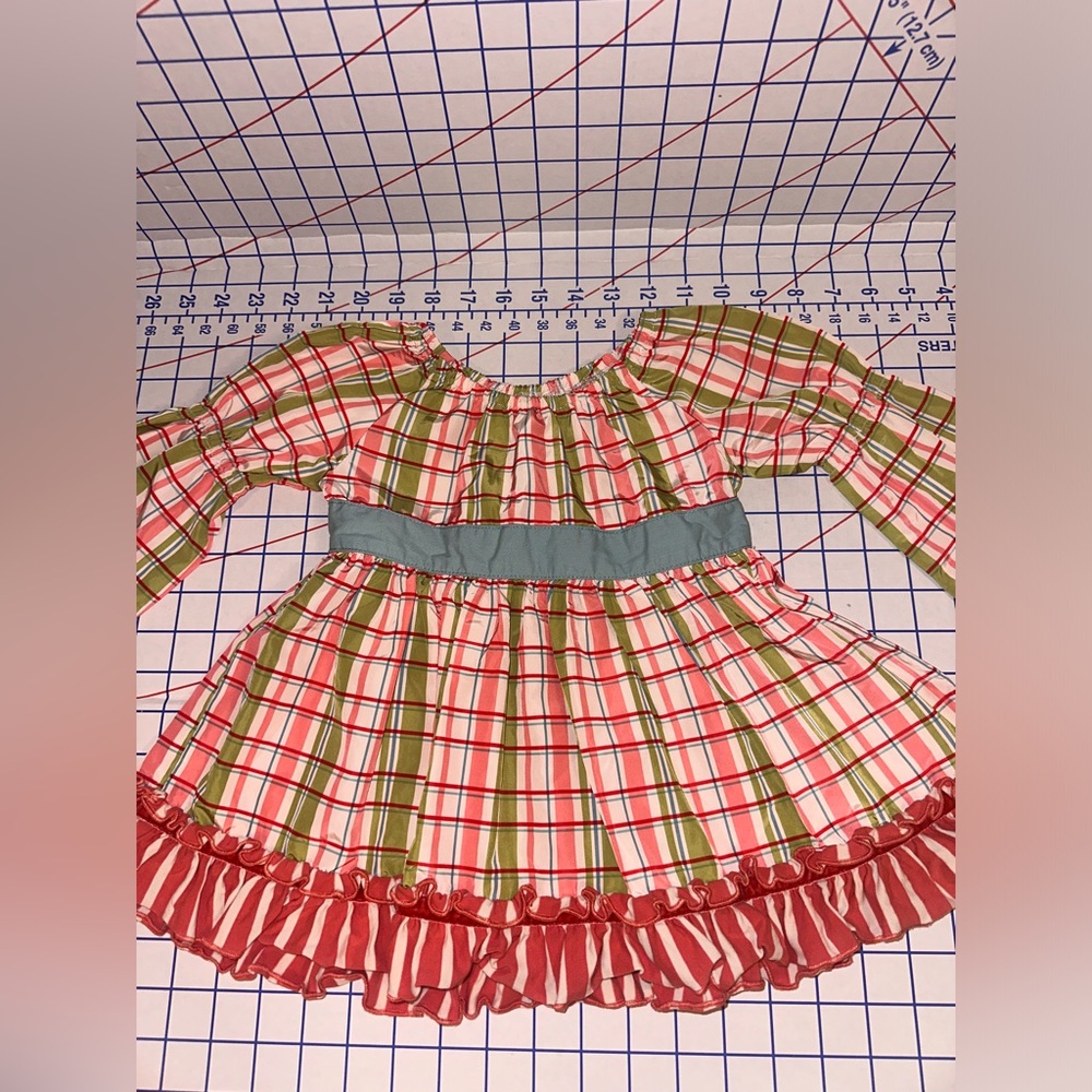Matilda Jane Pink Green Blue Plaid Ruffle Top